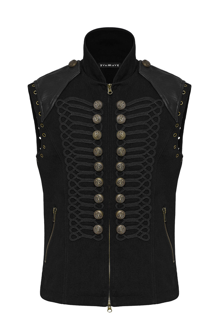 embroidered military goth waistcoat
