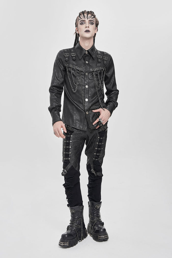 Devil Fashion mens shirt with chains