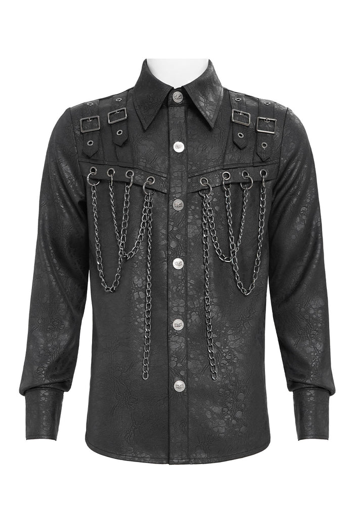 Goth style mens shirt with buckles