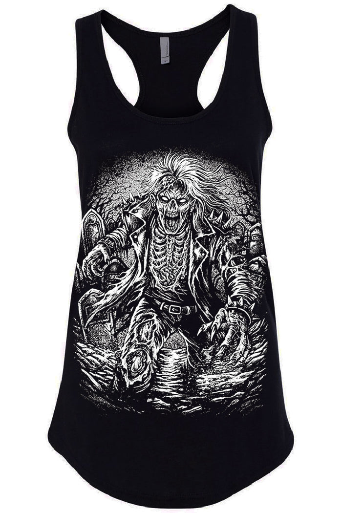 cotton blend tank top with zombie print