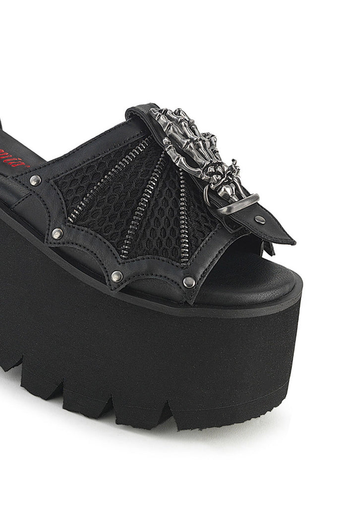 gothic black batwing platform sandals