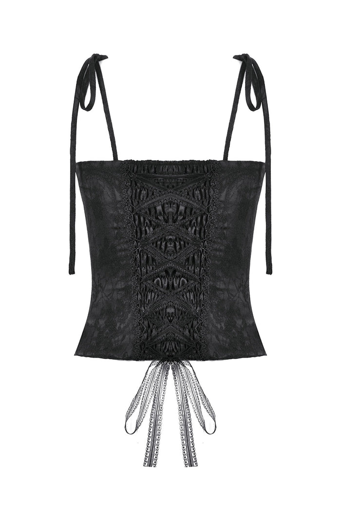 black Jacquard tank top