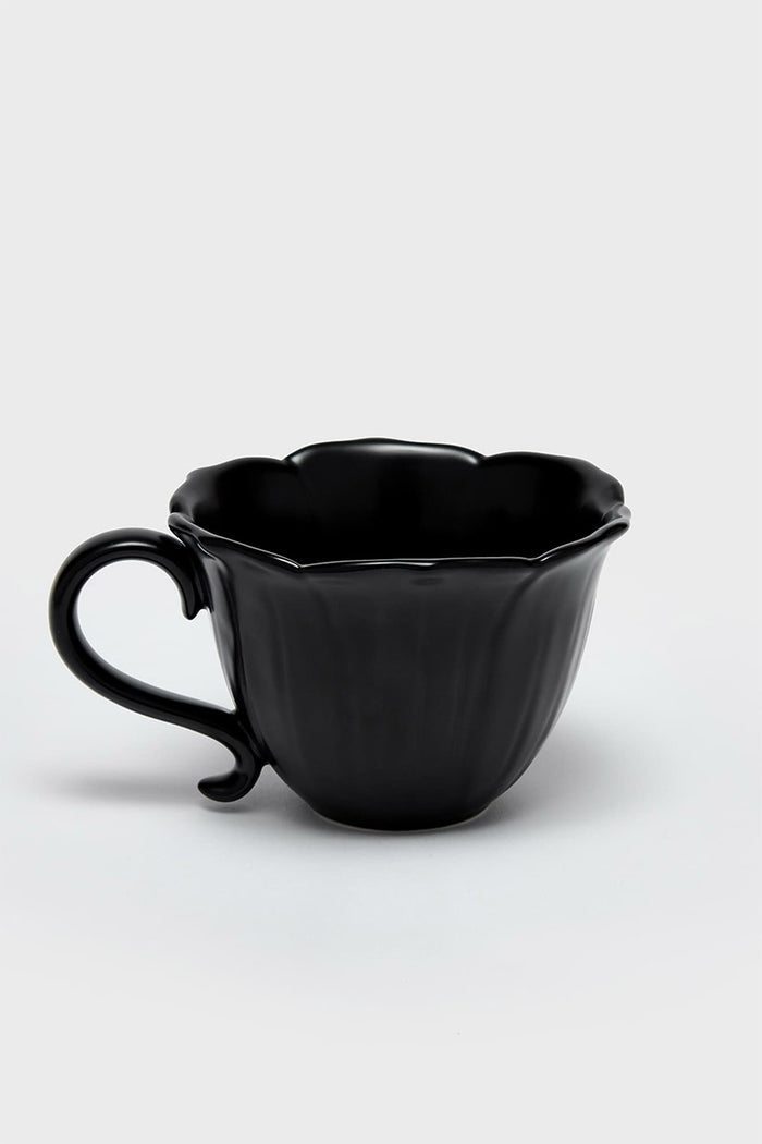 3d black flower shaped mug