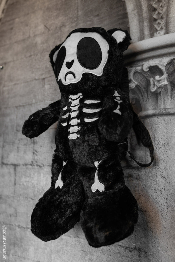 spooky skeleton teddy bear plushie backpack
