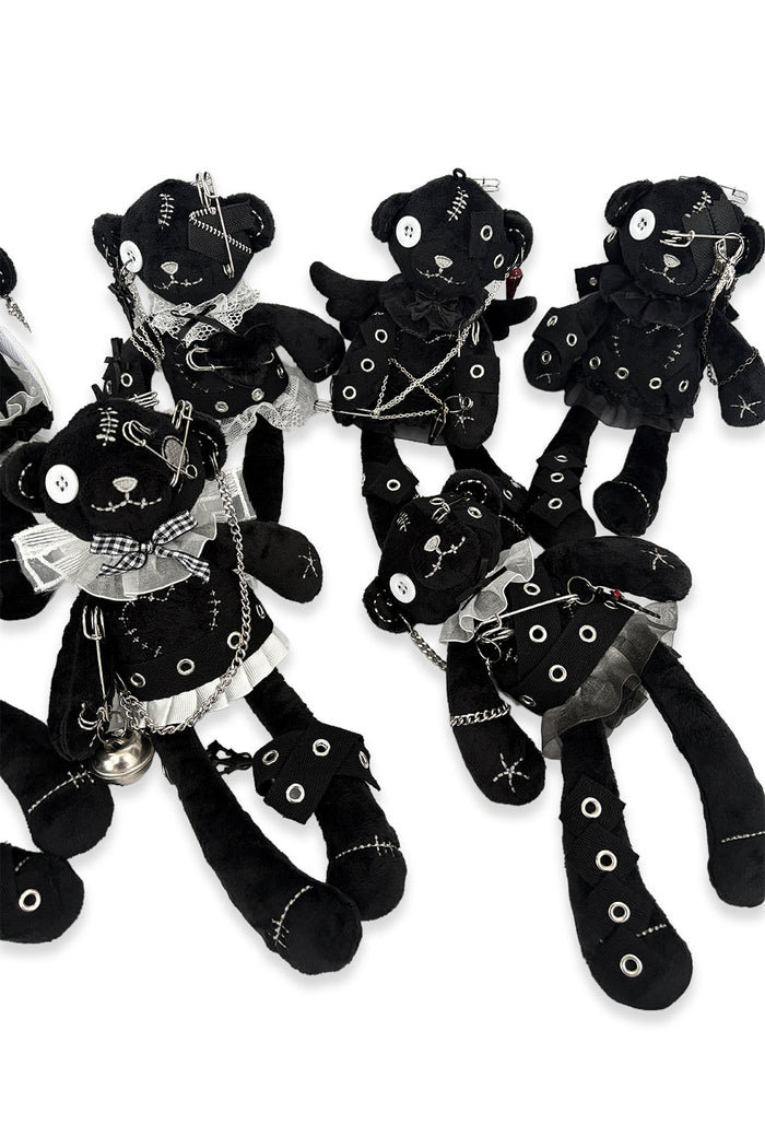 Black goth handmade toy plush teddy