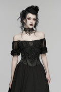 black beaded womens underbust satin corset