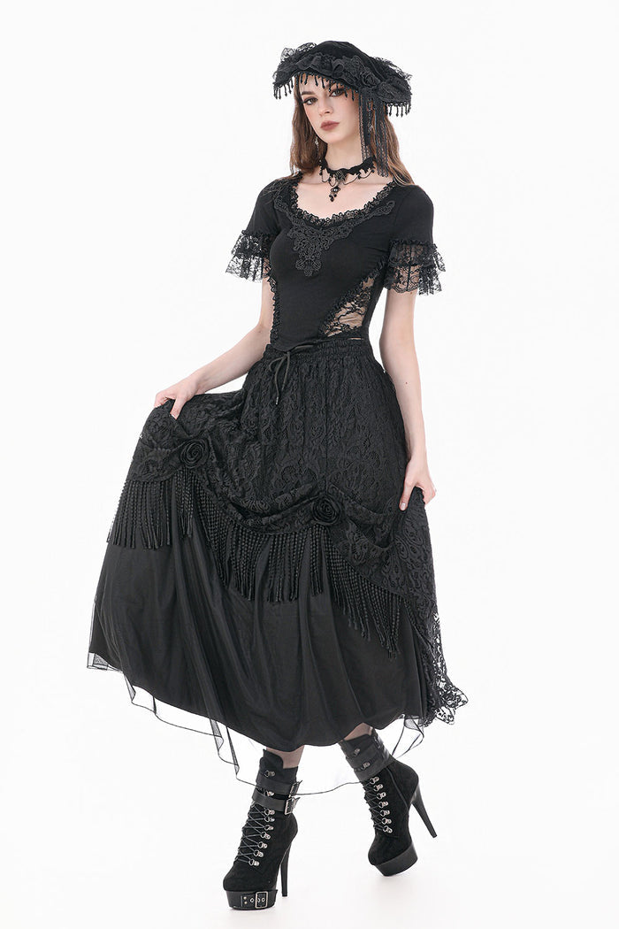 Dark In Love lace top with cut out waist
