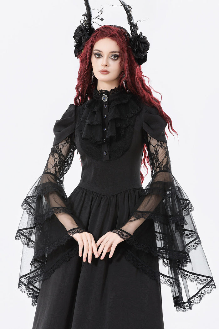 puff sleeve  gothic long maxi dress