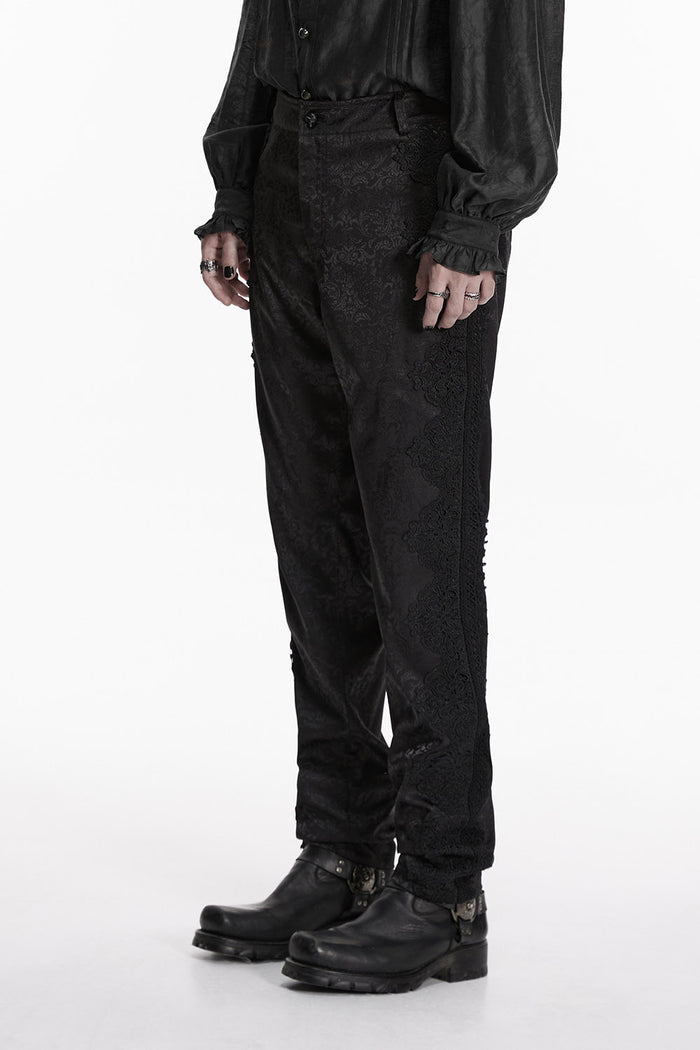black damask gothic trousers for men by punk rave