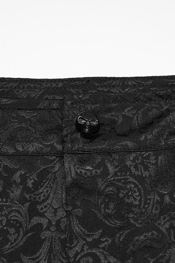 black damask gothic trousers for men with skull button