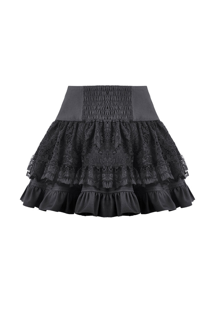 Cute womens black mini skirt with cinched waist for flattering fit