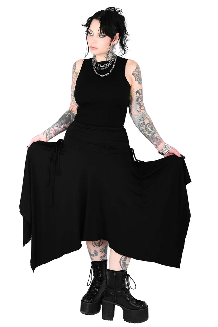goth grunge punk womens high low black skirt