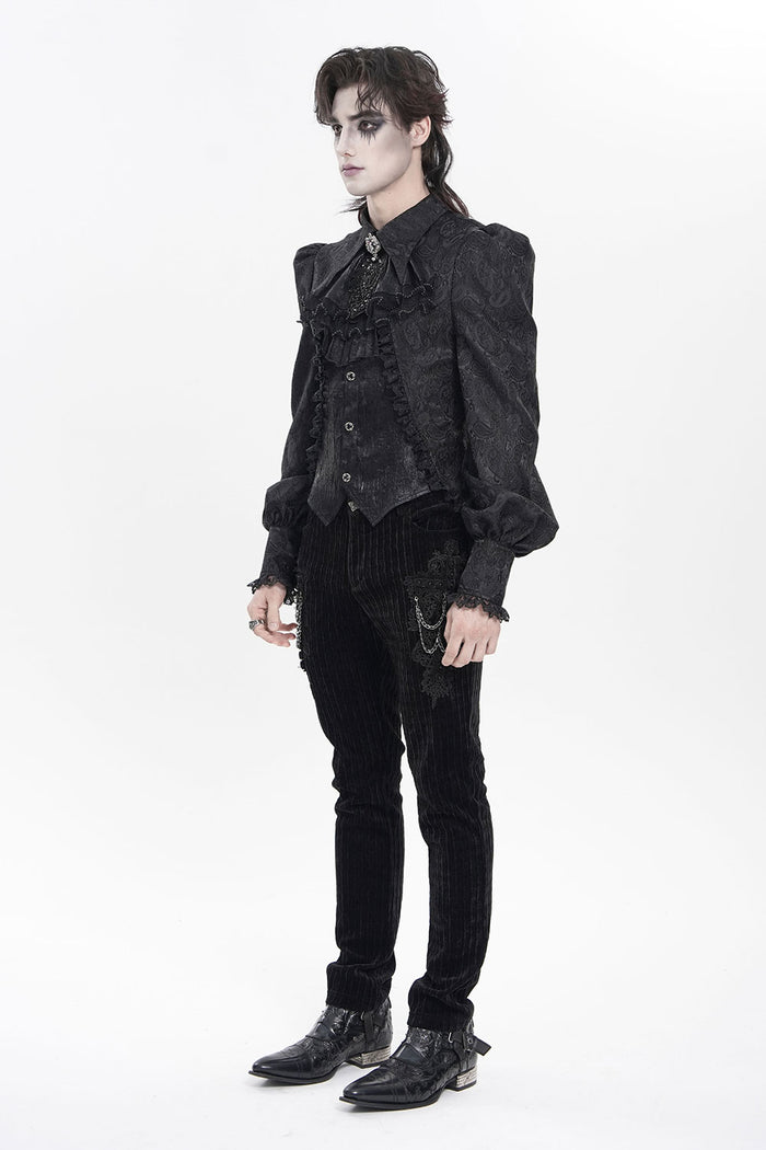 Mens plus size gothic black fancy shirt