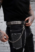 dark grey gunmetal grey studded belt