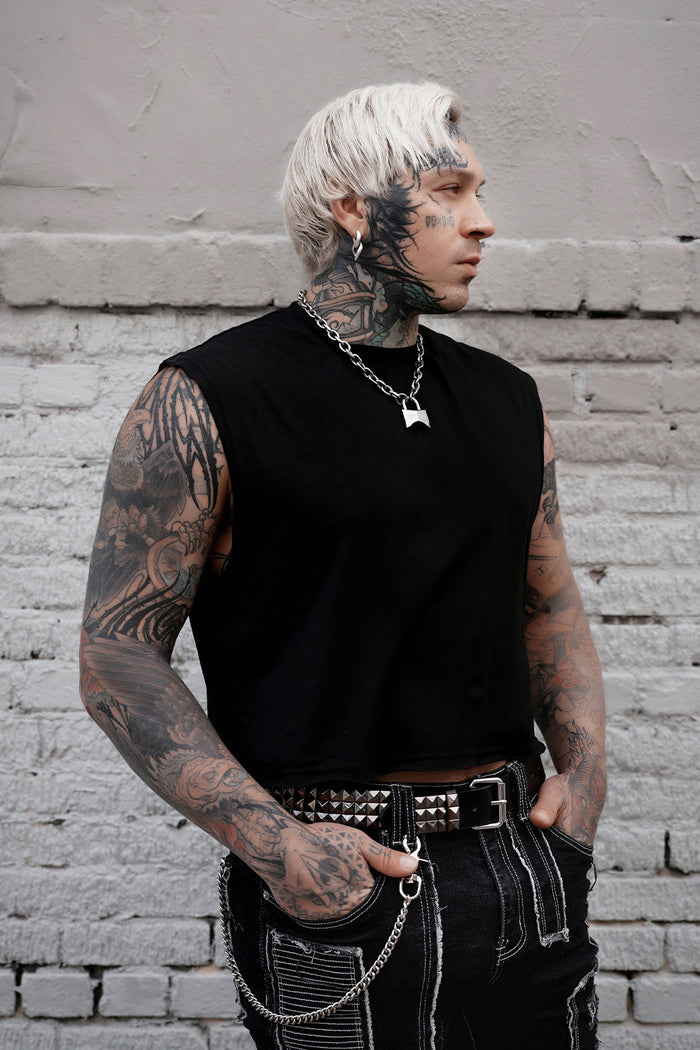 real leather gunmetal grey studded belt