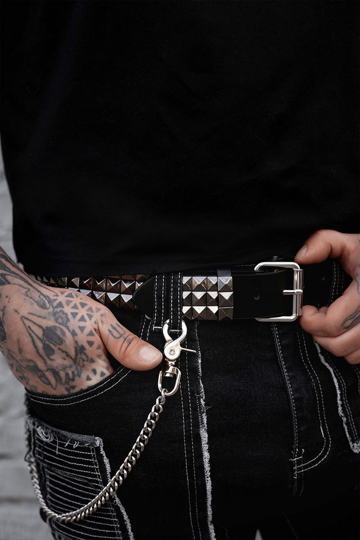 mens and womens authentic leather gunmetal grey studded belt