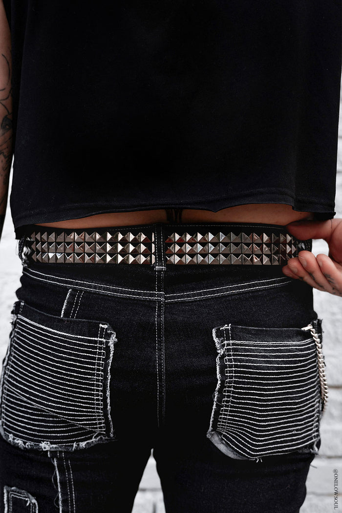 gunmetal grey studded belt by vampirefreaks