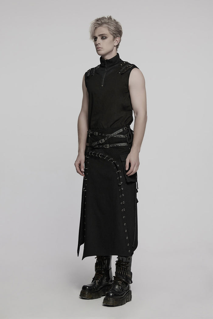 mens buckled and pierced kilt