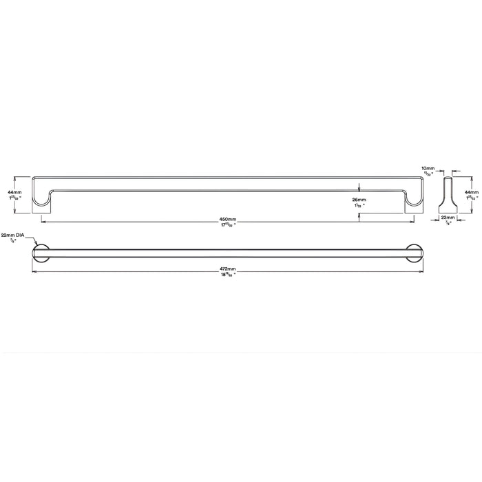Line Drawing Iver Baltimore 450mm Cabinet Pull Handle Satin Nickel 20929 - The Blue Space