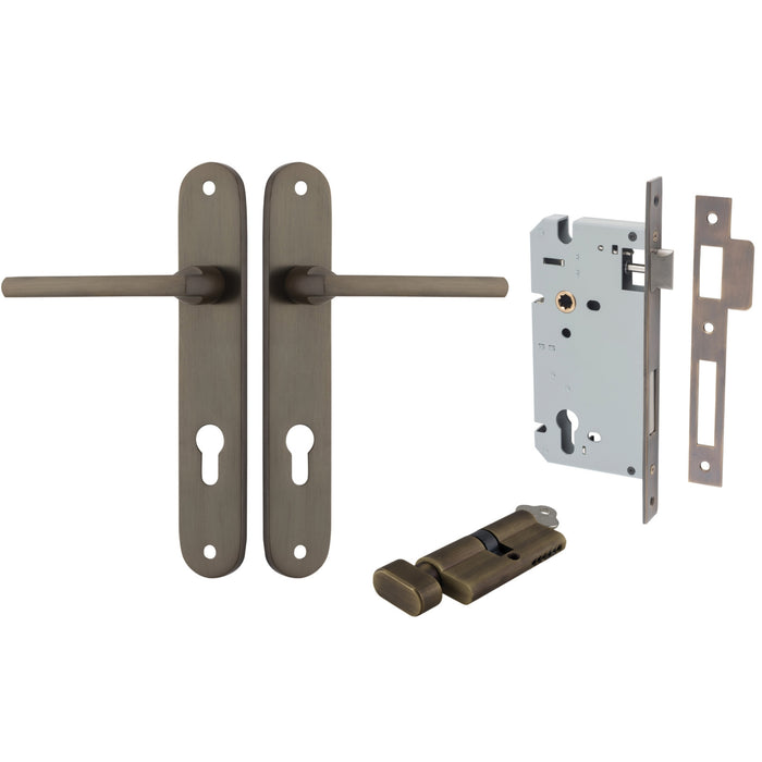 Iver Baltimore Lever Oval Backplate Entrance Kit with High Security Lock Signature Brass 10726KENTR60KT - The Blue Space