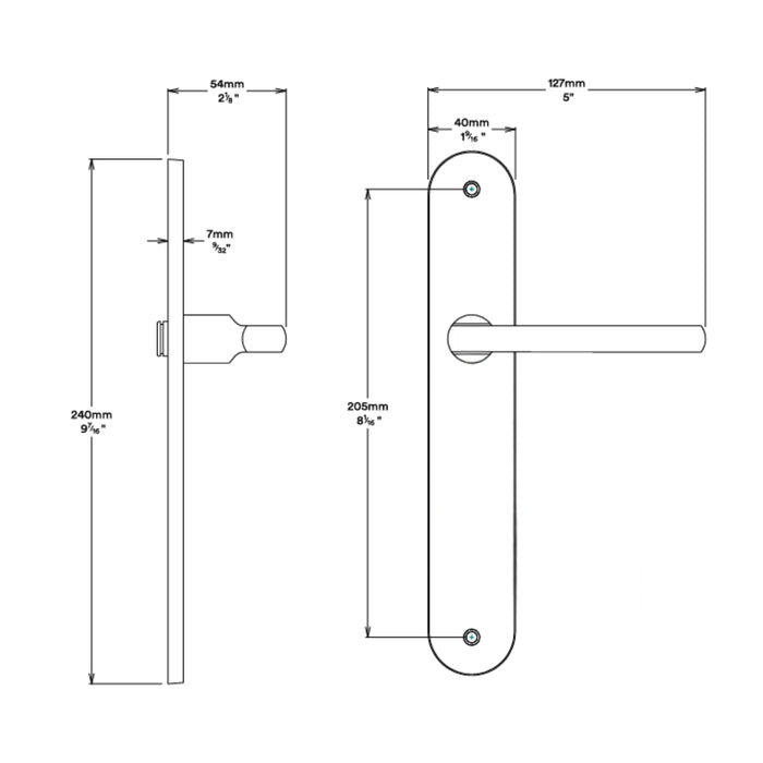 Line Drawing Iver Baltimore Lever Oval Backplate Passage Kit Satin Nickel 14726KPASS60 - The Blue Space
