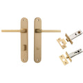 Iver Baltimore Lever Oval Backplate Privacy Kit with Privacy Turn Brushed Brass 15226KPRIV60 - The Blue Space