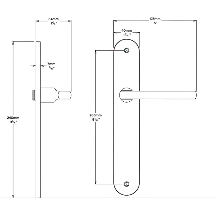 Line Drawing Iver Baltimore Lever Oval Backplate Privacy Kit with Privacy Turn Signature Brass 10726KPRIV60 - The Blue Space