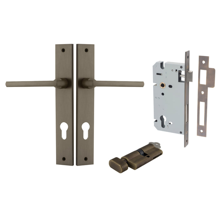 Iver Baltimore Lever Rectangular Backplate Entrance Kit with High Security Lock Signature Brass 10702KENTR60KT - The Blue Space