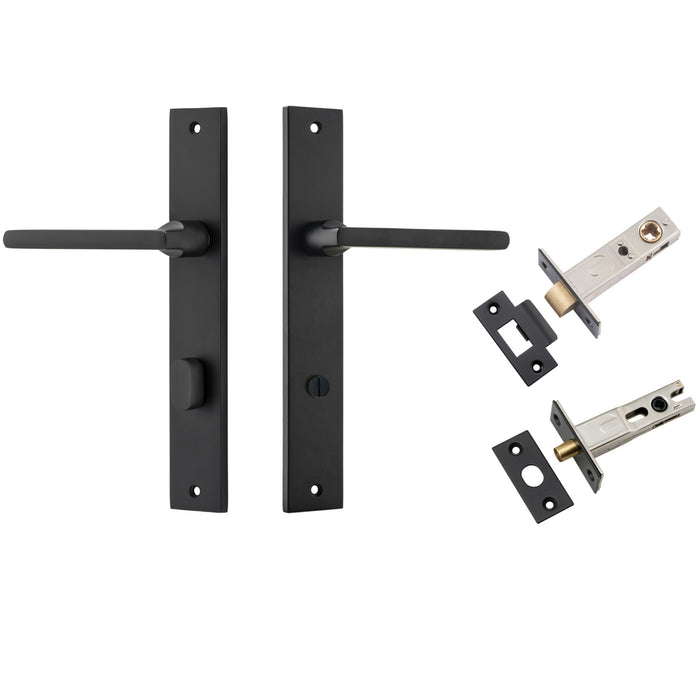 Iver Baltimore Lever Rectangular Backplate Privacy Kit with Privacy Turn Matte Black 12702KPRIV60 - The Blue Space
