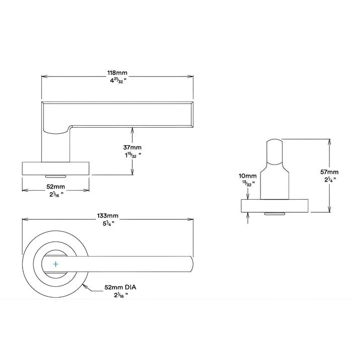 Line Drawing Iver Baltimore Lever Round Rose Entrance Kit with Separate High Security Lock Matte Black 9213KENTR60KT - The Blue Space