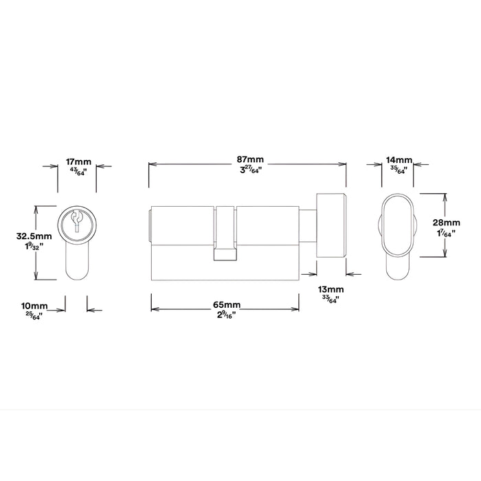 Key Thumb Iver Baltimore Lever Round Rose Entrance Kit with Separate High Security Lock Matte Black 9213KENTR60KT - The Blue Space