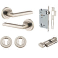 Iver Baltimore Lever Round Rose Entrance Kit with Separate High Security Lock Satin Nickel 9219KENTR60KT - The Blue Space
