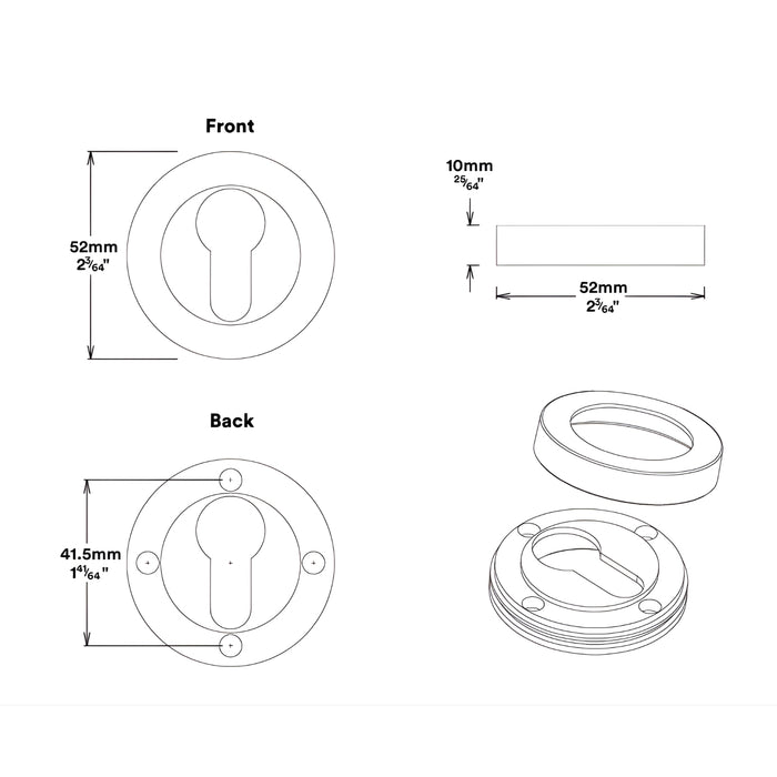 Round Rose Iver Baltimore Lever Round Rose Entrance Kit with Separate High Security Lock Satin Nickel 9219KENTR60KT - The Blue Space