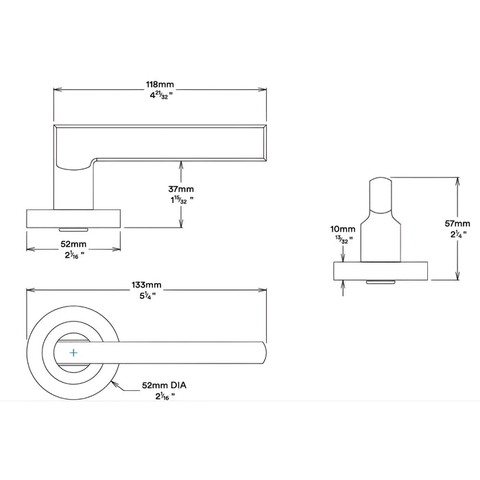 Line Drawing Iver Baltimore Lever Round Rose Passage Kit Matte Black 9213KPASS60 - The Blue Space
