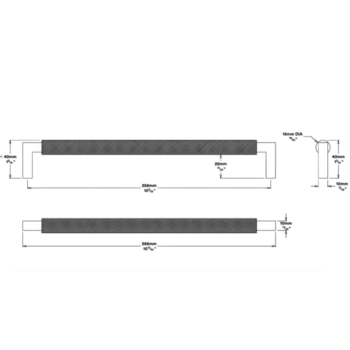 Line Drawing Iver Brunswick 256mm Cabinet Pull Handle Matte Black 22121 - The Blue Space