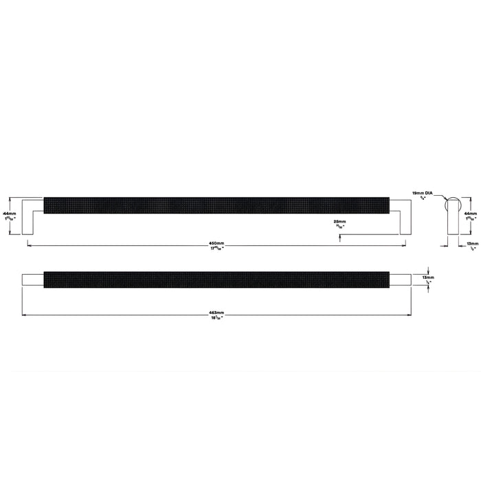 Line Drawing Iver Brunswick 450mm Cabinet Pull Handle Polished Chrome 22142 - The Blue Space