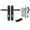 Iver Brunswick Lever Oval Backplate Entrance Kit with High Security Lock Matte Black  12768KENTR60KT - The Blue Space