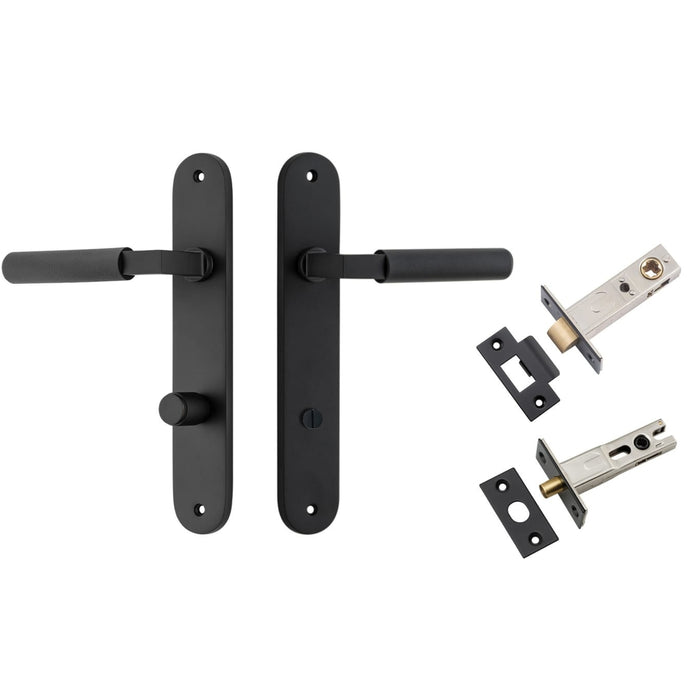 Iver Brunswick Lever Oval Backplate Privacy Kit Matte Black  12768KPRIV60 - The Blue Space