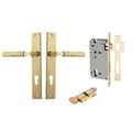 Iver Brunswick Lever Rectangular Backplate Entrance Kit with High Security Lock Brushed Gold  16252KENTR60KT - The Blue Space