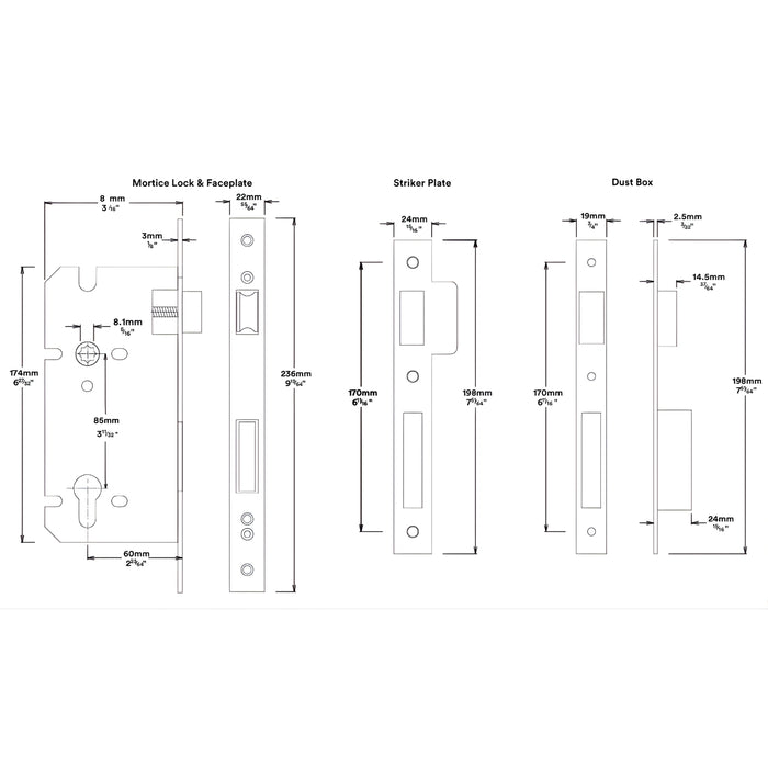 Mortice Lock Iver Brunswick Lever Rectangular Backplate Entrance Kit with High Security Lock Brushed Gold  16252KENTR60KT - The Blue Space
