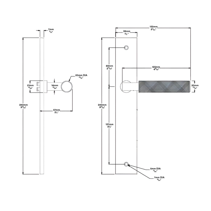 Line Drawing Lever Iver Brunswick Lever Rectangular Backplate Passage Kit Matte Black  12752KPASS60 - The Blue Space