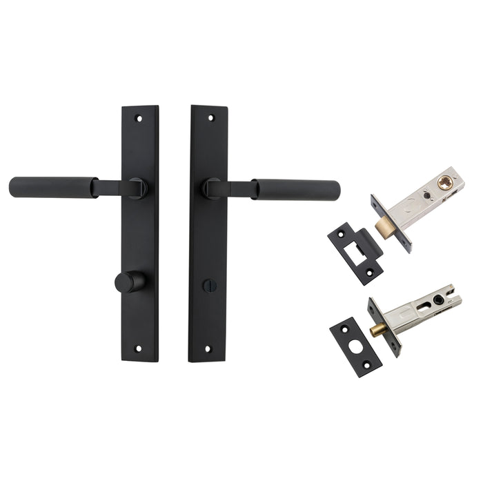 Iver Brunswick Lever Rectangular Backplate Privacy Kit Matte Black  12752KPRIV60 - The Blue Space