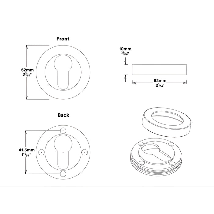 Round Rose Iver Brunswick Lever Round Rose Entrance Kit with High Security Lock Brushed Gold  16261KENTR60KT - The Blue Space