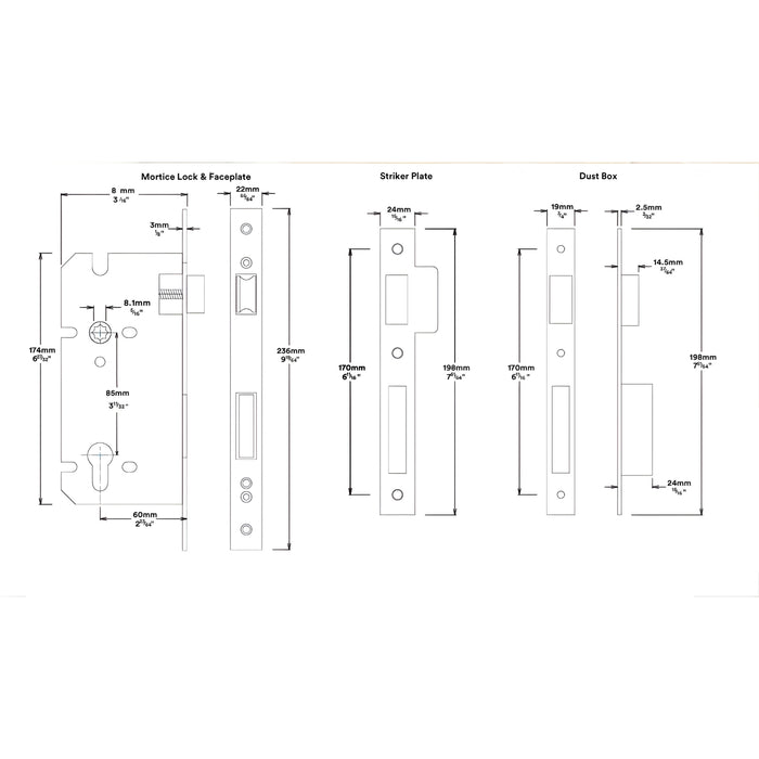 Mortice Lock Iver Brunswick Lever Round Rose Entrance Kit with High Security Lock Satin Nickel  0359KENTR60KT - The Blue Space