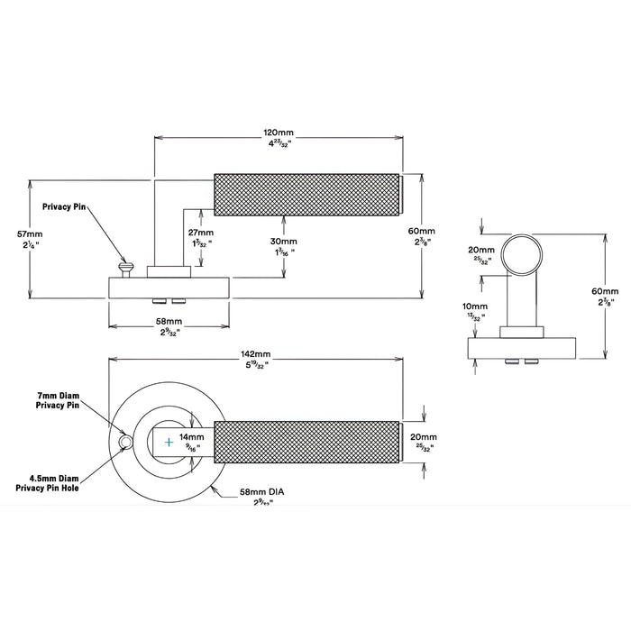 Lever Iver Brunswick Lever Round Rose Privacy Kit Matte Black  0353KIBPRIV60 - The Blue Space