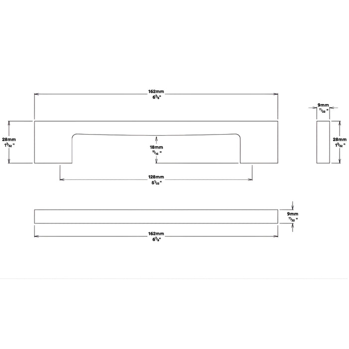 Line Drawing Iver Cali 128mm Cabinet Pull Handle Polished Chrome SDG-0531 - The Blue Space