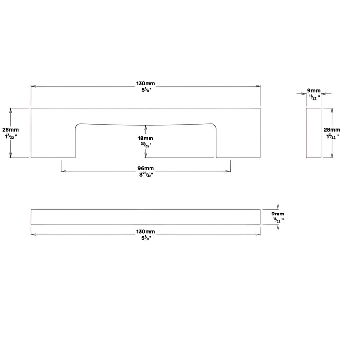 Line Drawing Iver Cali 96mm Cabinet Pull Handle Satin Nickel SDG-0550 - The Blue Space