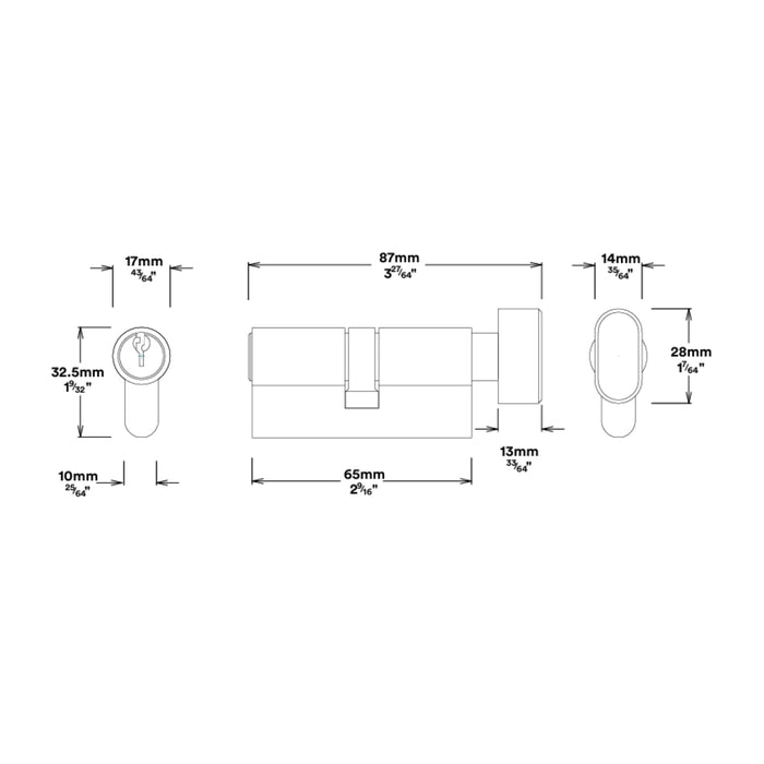 Line Drawing Lock Iver Cambridge Knob Oval Backplate Entrance Kit with High Security Lock Brushed Brass 15334KENTR60KT - The Blue Space