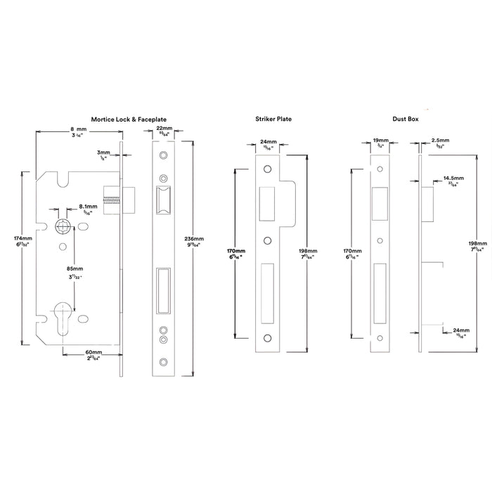 Mortice Lock Iver Cambridge Knob Oval Backplate Entrance Kit with High Security Lock Brushed Brass 15334KENTR60KT - The Blue Space