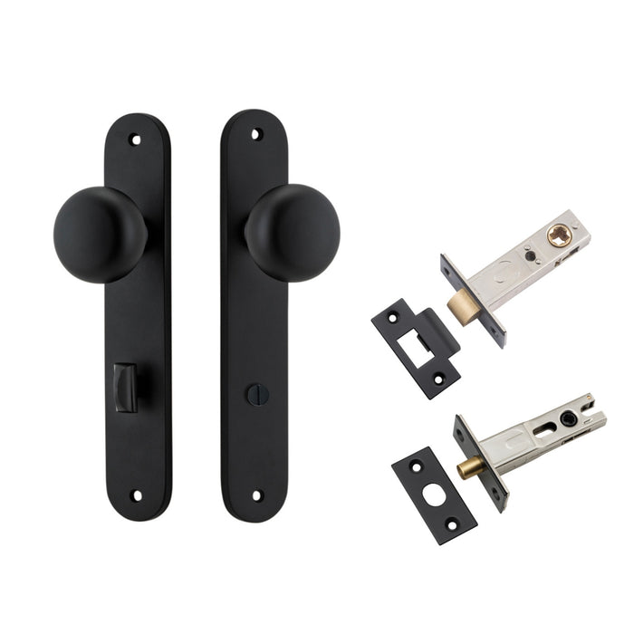 Iver Cambridge Knob Oval Backplate Privacy Kit with Privacy Turn Matte Black  12834KPRIV60 - The Blue Space
